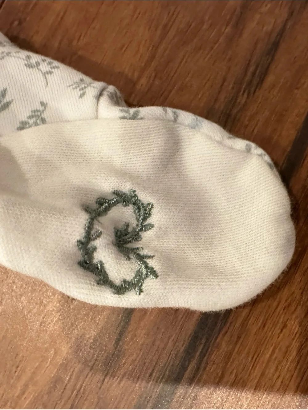 Magnetic Me Cream Footed One-Piece with Gray Leaf Print